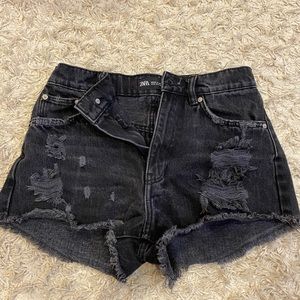 Zara denim black shorts